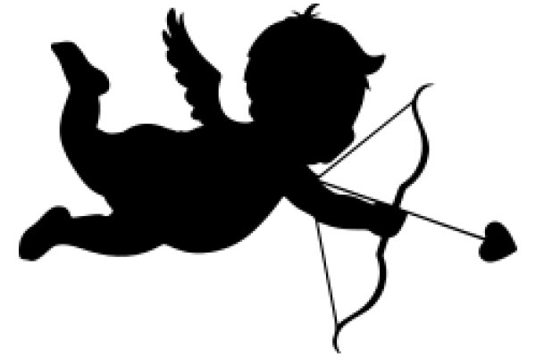 Silhouette of an Angelic Figure with a Bow and Arrow