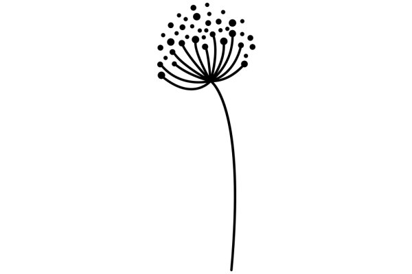 Simplistic Line Drawing of a Dandelion