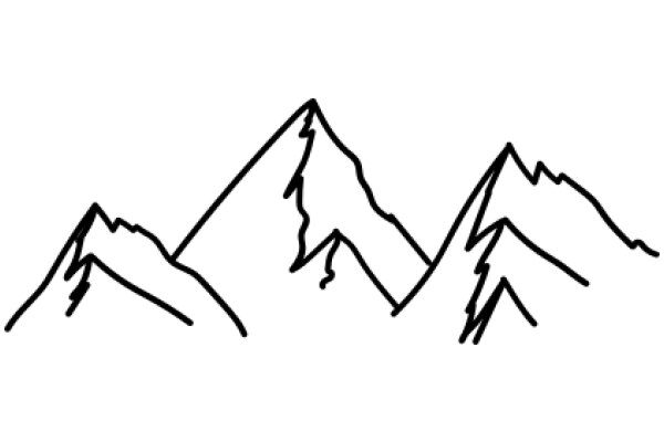 Simplistic Line Drawing of a Mountain Range