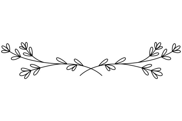 Elegant Black Line Art: A Symmetrical Floral Design