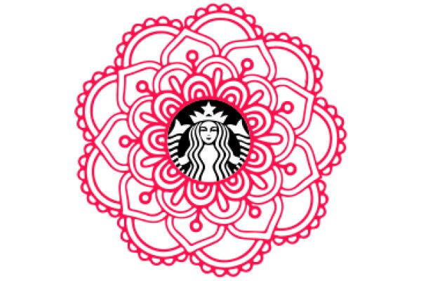 Stylized Starbucks Logo with Floral Patterns