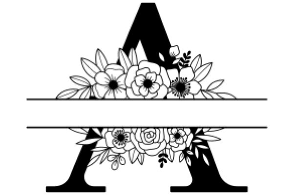 Monochrome Art: A Floral Arrangement with a Letter A