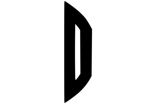 Stylized Black Letter 'D' on a White Background