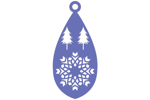 Stylized Snowflake and Pine Trees Emblem