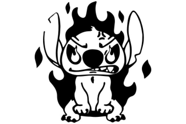 Stylized Cartoon Character with Flames and Anger