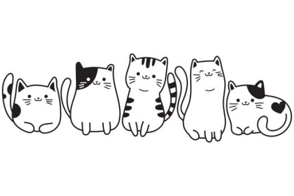 Four Cute Cartoon Cats: A Lineup of Feline Friends