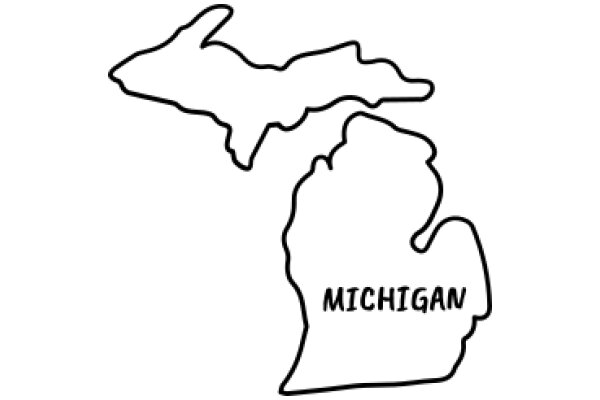 Simplified Map of Michigan with the Word 'Michigan'