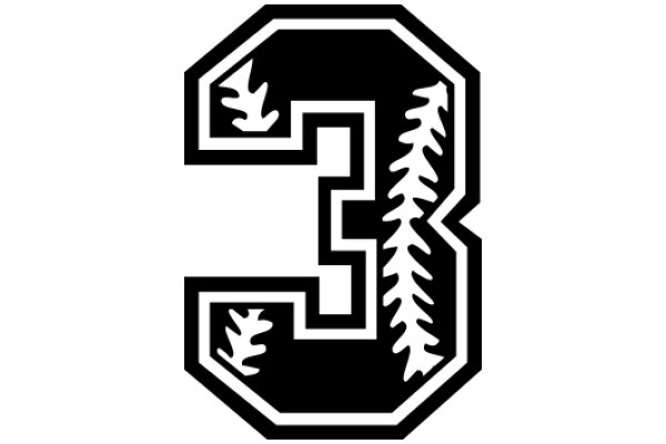 Stylized Baseball Logo with Number Three