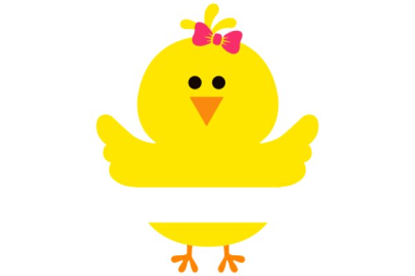 A Yellow Cartoon Chicken with a Pink Bow