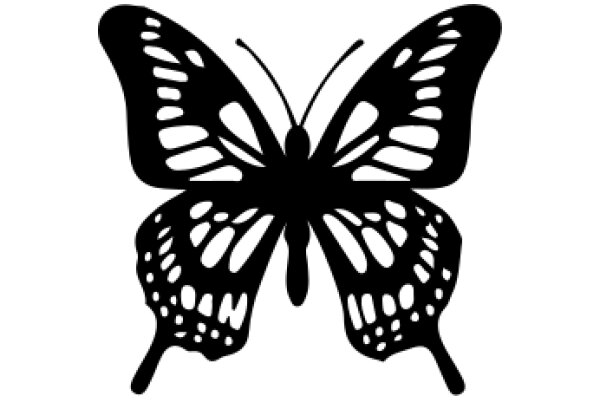 Stylized Black Silhouette of a Butterfly