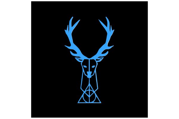 Stylized Blue Deer Logo on Black Background