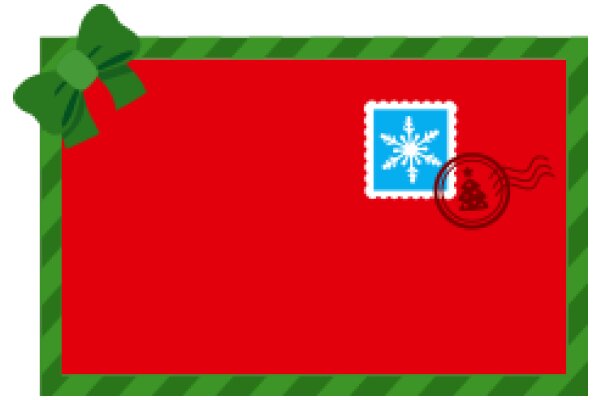 A Festive Christmas Card with a Red Background and a Green Bow