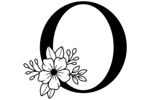 Stylized Letter O with Floral Decoration