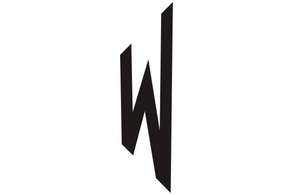 Stylized Black Letter 'W' on a White Background