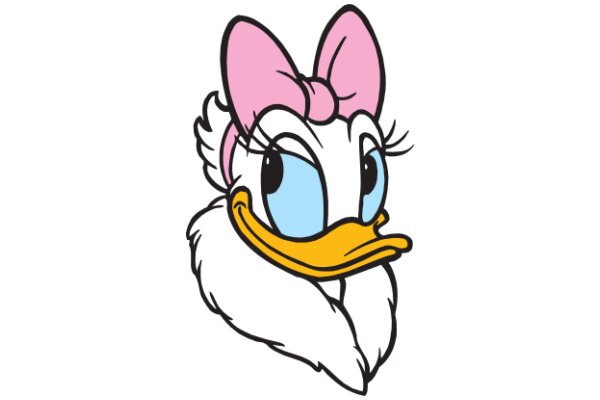 Adorable Cartoon Duck with Pink Bow and Blue Eyes