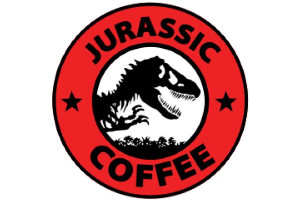 A Red and White Logo for Jurassic Coffee