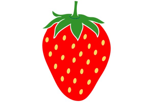 Vibrant Red Strawberry with a Green Stem and Yellow Seeds