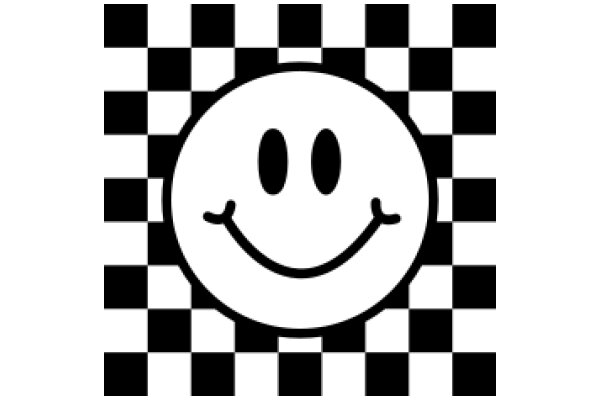 Emotional Iconography: A Smiling Face Amidst Checkered Patterns