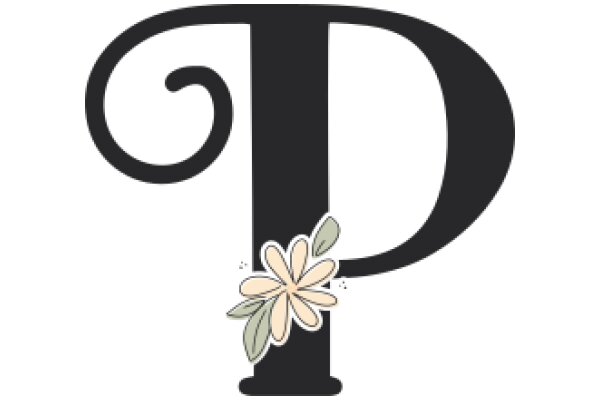 Stylized Letter 'P' with Flower Decoration