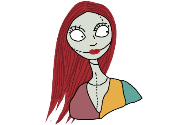 Stylized Illustration of a Character with Red Hair and a Slightly Surprised Expression