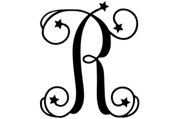 Stylized Letter R with Star Decorations