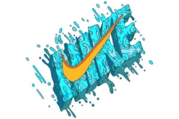 Vibrant Nike Swoosh Amidst a Blue, Water-like Background