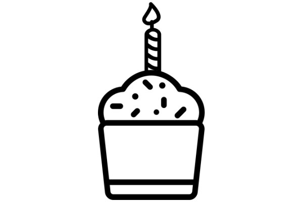 A Simple, Illustration of a Birthday Cupcake