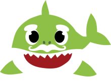 Whimsical Green Cartoon Shark with a Mustache