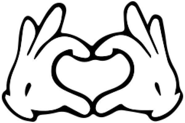 Simplistic Line Drawing of Two Bunny Ears Hugging