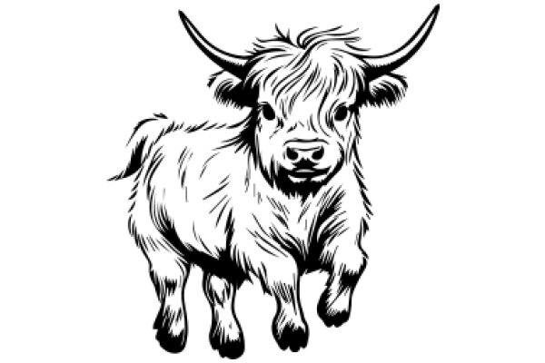 A Classic Illustration of a Long-Haired Cow