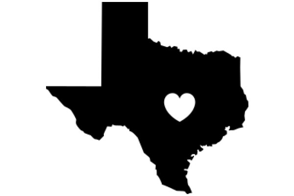 Silhouette of Texas with a Heart