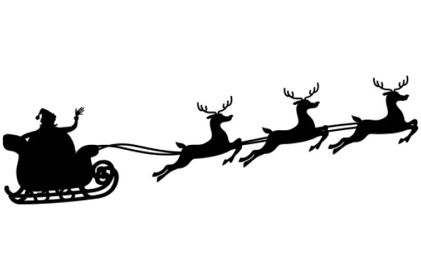 A Silhouette of Santa's Sleigh with Reindeer