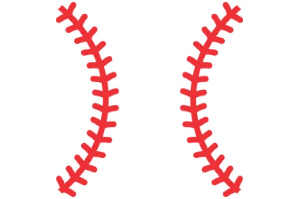 Two Red Baseball Stitches on a White Background