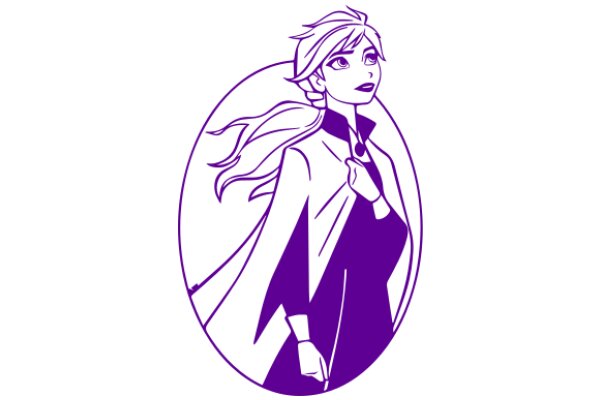 Stylized Illustration of a Female Character with Purple and White Tones