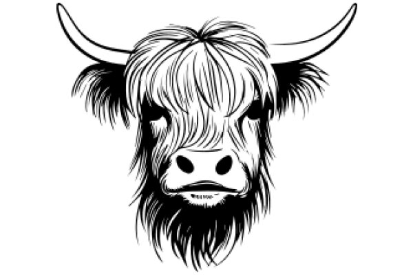 Stylized Illustration of a Bull's Head with Horns