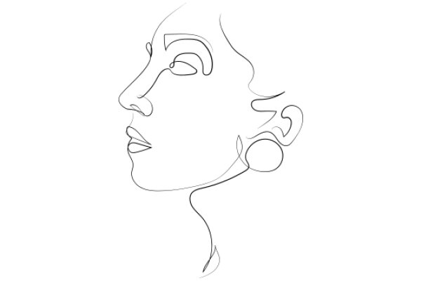 Stylized Portrait of a Woman's Face with Abstract Ear and Nose