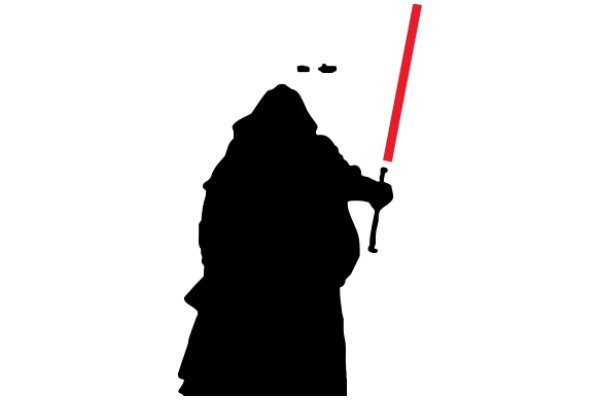 A Silhouette of a Figure Holding a Red Light Saber