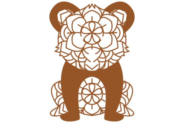 Stylized Brown Bear with Floral Patterns