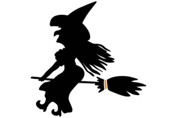 Silhouette of a Witch on a Broomstick