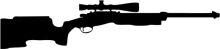 Silhouette of a Rifle Against a White Background