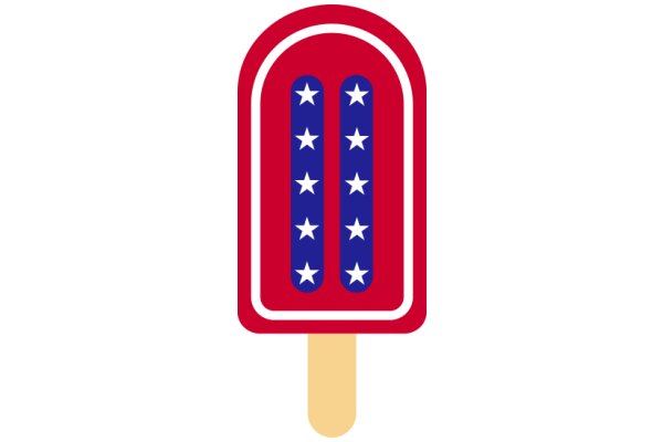 A Red and Blue Popcorn Ice Cream Cone with Stars and a Stick