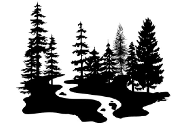 Silhouette of a Forest: A Illustration of Trees and a Path