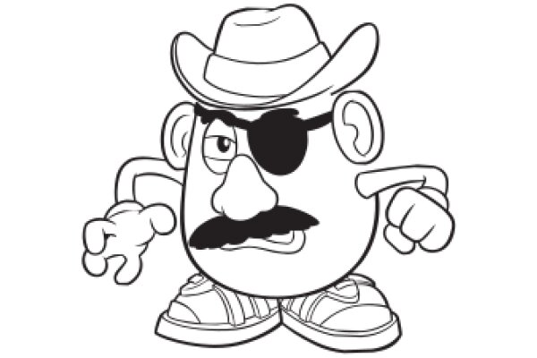 A Playful Cartoon of a Character in a Cowboy Hat and Sunglasses