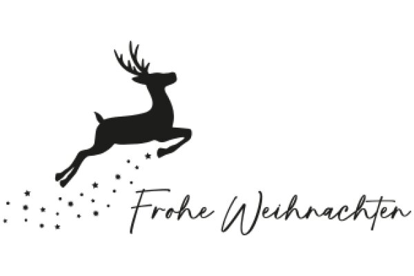 Frohe Weihnachten: A Silhouette of a Deer in Flight with a Festive Message