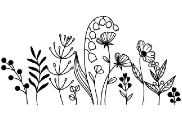 Botanical Illustration: A Collection of Flower and Plant Silhouettes