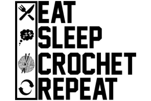 Eat, Sleep, Crochet Repeat: A Graphic Design Showcasing the Art of Handcrafted Crochet