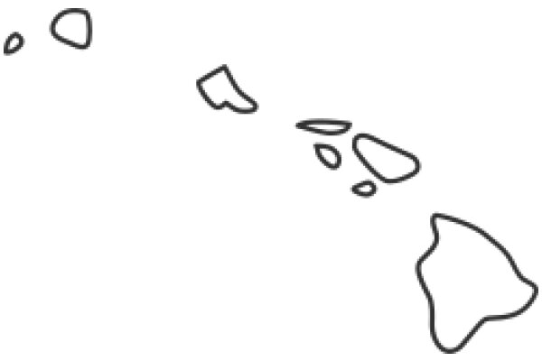 Simplistic Line Drawing of a Hawaiian Island and a Volcano