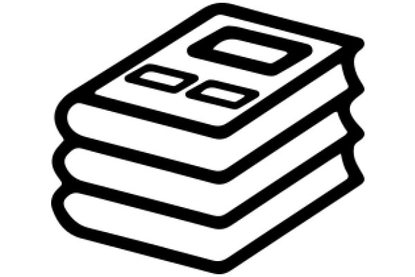 Stylized Icon of a Stack of Books with a Calculator on Top