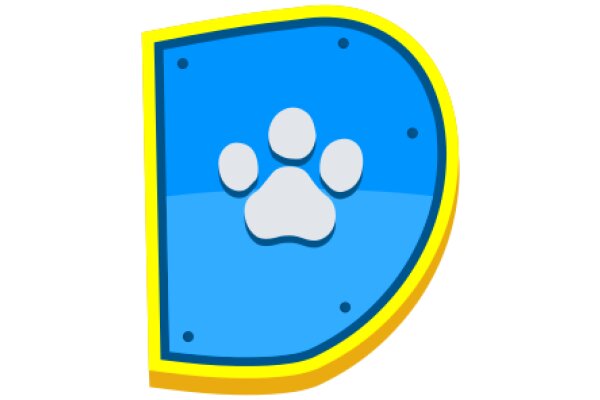 Digital Illustration of a Blue and Yellow Paw Print Icon