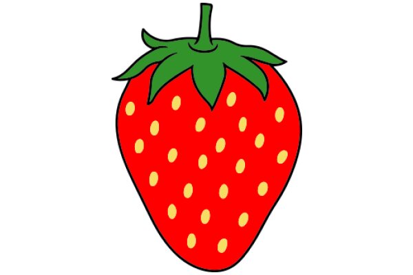 Vibrant Red Strawberry with a Green Stem and Yellow Seeds